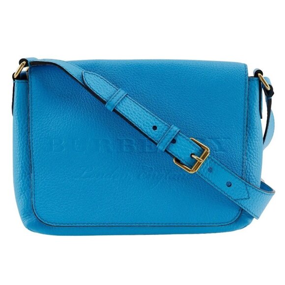 BURBERRY Embossed logo Shoulder Bag Blue leather Women - Picture 3 of 13